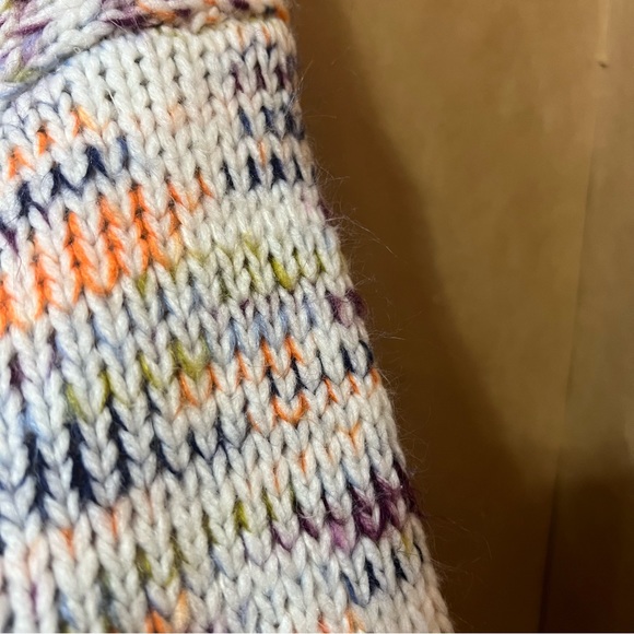 Loft | Multicolored Chunky Knit Pullover Sweater V-Neck Size 14 - Picture 7 of 11